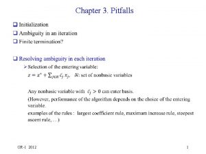Chapter 3 Pitfalls q OR1 2012 1 Selection