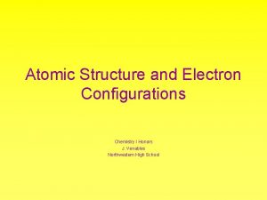 Atomic Structure and Electron Configurations Chemistry I Honors