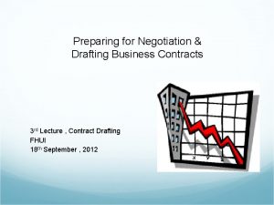 Preparing for Negotiation Drafting Business Contracts 3 rd