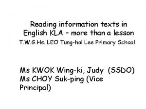 Reading information texts in English KLA more than