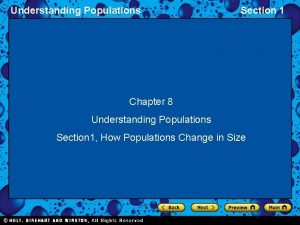 Understanding Populations Section 1 Chapter 8 Understanding Populations