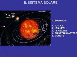 IL SISTEMA SOLARE COMPRENDE 1 2 3 4