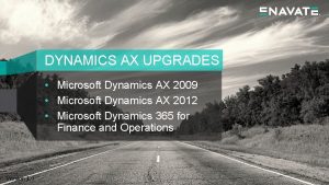 DYNAMICS AX UPGRADES Microsoft Dynamics AX 2009 Microsoft