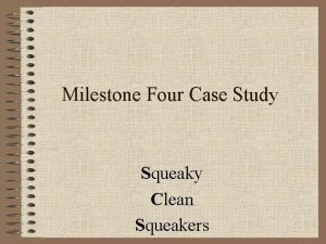 Milestone Four Case Study Squeaky Clean Squeakers Classes