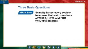 Three Basic Questions Scarcity forces every society to