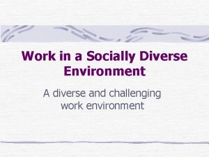 Work in a Socially Diverse Environment A diverse