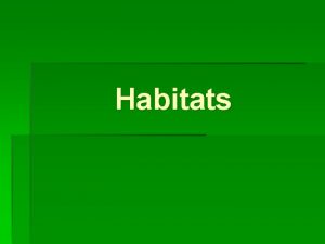 Habitats What is a habitat A habitat is