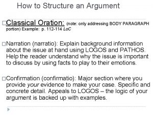 How to Structure an Argument Classical Oration note