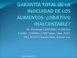 GARANTA TOTAL DE LA INOCUIDAD DE LOS ALIMENTOS