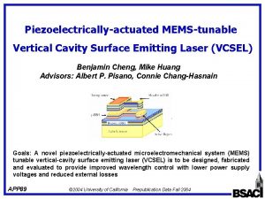 Piezoelectricallyactuated MEMStunable Vertical Cavity Surface Emitting Laser VCSEL