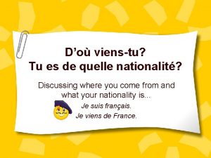 Do vienstu Tu es de quelle nationalit Discussing