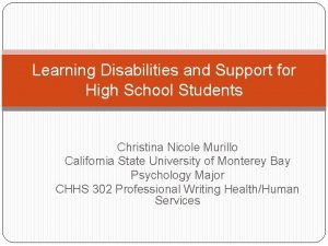 Learning Disabilities and Support for High School Students