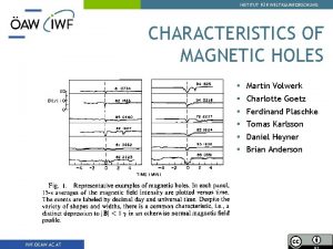 INSTITUT FR WELTRAUMFORSCHUNG CHARACTERISTICS OF MAGNETIC HOLES Martin