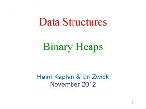 Data Structures Binary Heaps Haim Kaplan Uri Zwick