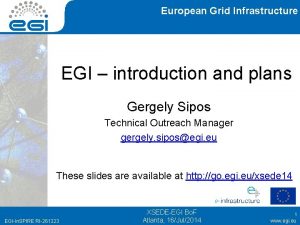 European Grid Infrastructure EGI introduction and plans Gergely