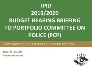 IPID 20192020 Strategic Plan 201217 and Annual Performance