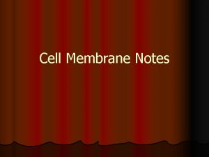Cell Membrane Notes 3 Components l Phospholipid Bilayer