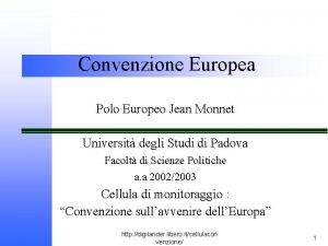 Convenzione Europea Polo Europeo Jean Monnet Universit degli