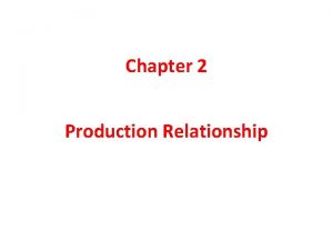Chapter 2 Production Relationship Definition of Production Production