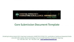 Core Submission Document Template Marketing Excellence Awards 2021