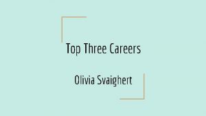 Top Three Careers Olivia Svaighert Novelist Novelist Description