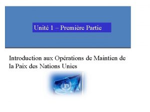 Unit 1 Premire Partie Introduction aux Oprations de