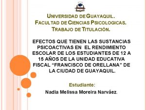 UNIVERSIDAD DE GUAYAQUIL FACULTAD DE CIENCIAS PSICOLOGICAS TRABAJO