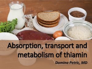 Absorption transport and metabolism of thiamin Domina Petric