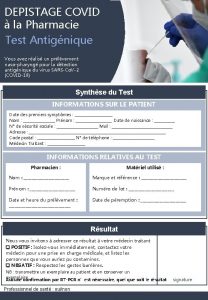 DEPISTAGE COVID la Pharmacie Test Antignique Vous avez