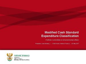 Modified Cash Standard Expenditure Classification Portfolio Committee on