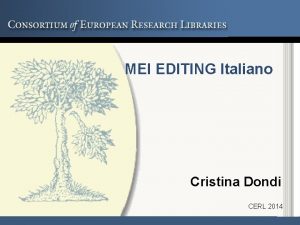 MEI EDITING Italiano Cristina Dondi CERL 2014 Una