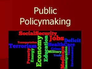 Public Policymaking Public Policy Method by which governments