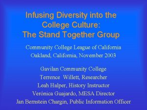 Infusing Diversity into the College Culture The Stand