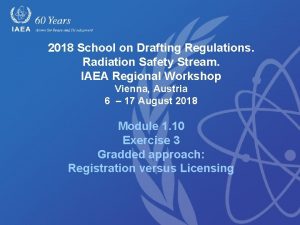 2018 School on Drafting Regulations Radiation Safety Stream