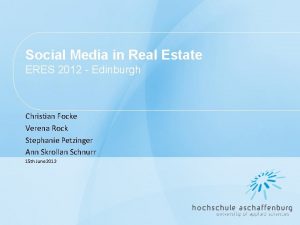 Social Media in Real Estate ERES 2012 Edinburgh