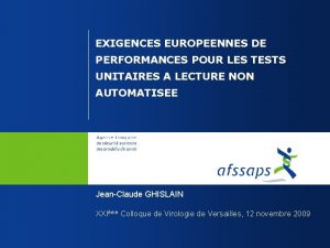 EXIGENCES EUROPEENNES DE PERFORMANCES POUR LES TESTS UNITAIRES