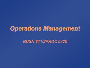 Operations Management BUSN 6110PROC 5820 Additional Text The