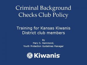 Criminal Background Checks Club Policy Training for Kansas