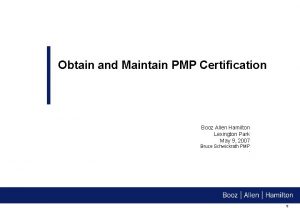 Obtain and Maintain PMP Certification Booz Allen Hamilton