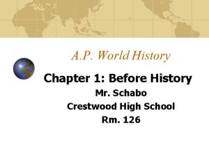 A P World History Chapter 1 Before History