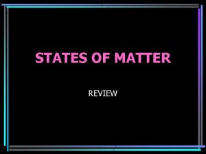 STATES OF MATTER REVIEW States of Matter Mass