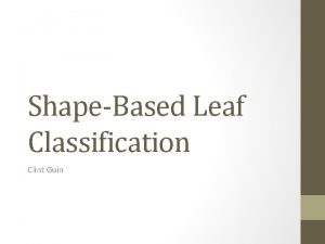ShapeBased Leaf Classification Clint Guin Open the Image