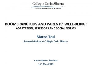 BOOMERANG KIDS AND PARENTS WELLBEING ADAPTATION STRESSORS AND