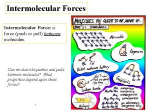 Intermolecular Forces Intermolecular Force a force push or