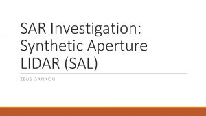 SAR Investigation Synthetic Aperture LIDAR SAL ZEUS GANNON