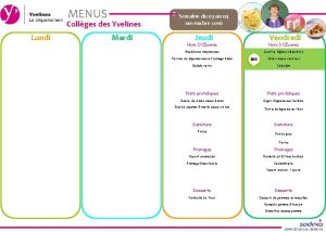 MENUS Collges des Yvelines Lundi Mardi Semaine du