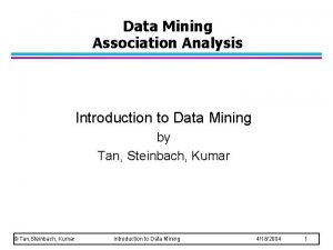 Data Mining Association Analysis Introduction to Data Mining