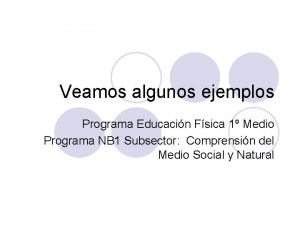 Veamos algunos ejemplos Programa Educacin Fsica 1 Medio