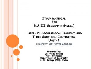 STUDY MATERIAL FOR B A III GEOGRAPHY HONS