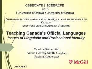 CSSECATE SCACFE 2015 lUniversit dOttawa University of Ottawa